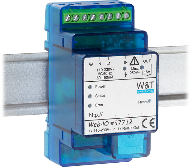 (image for) W&T 57732 Web-IO 4.0 Digital, 1x230V In, 1xRelay Out